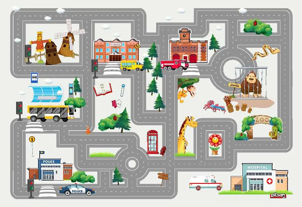 Kindervloerkleed - City Street (multi)