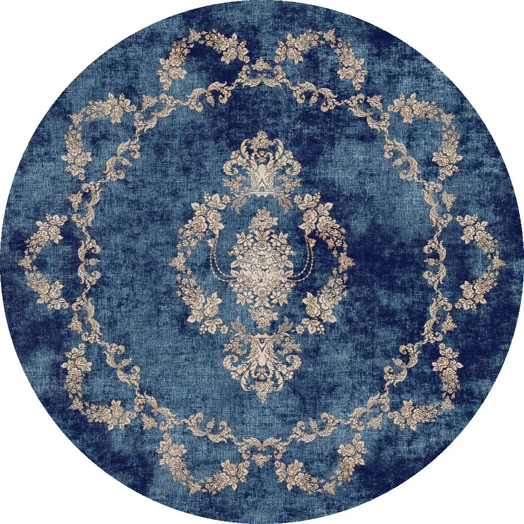 Rond vloerkleed - Taknis (blauw)