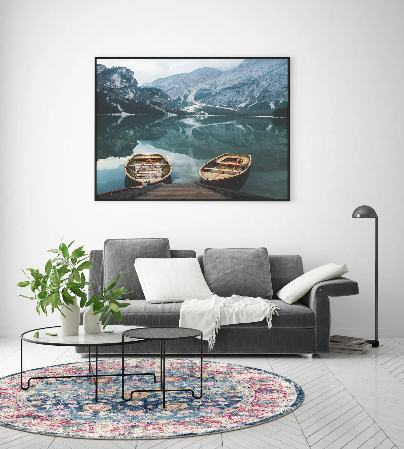 Rond vloerkleed - Bouhjar (blauw/roze/multi)