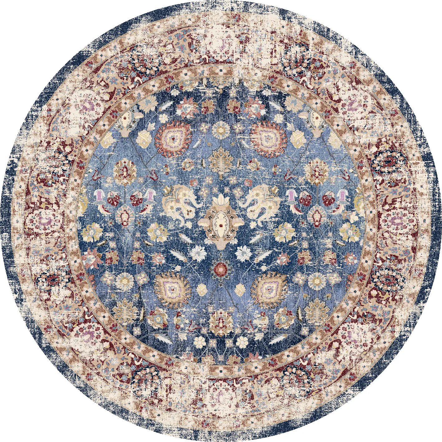 Rond vloerkleed - Bouhjar (donkerblauw/multi)
