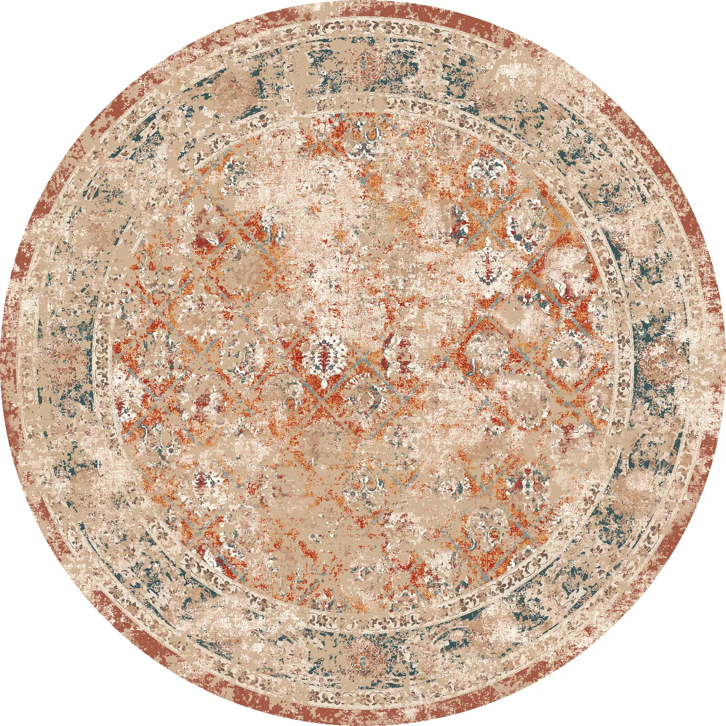 Rond vloerkleed - Douz (rood/multi)