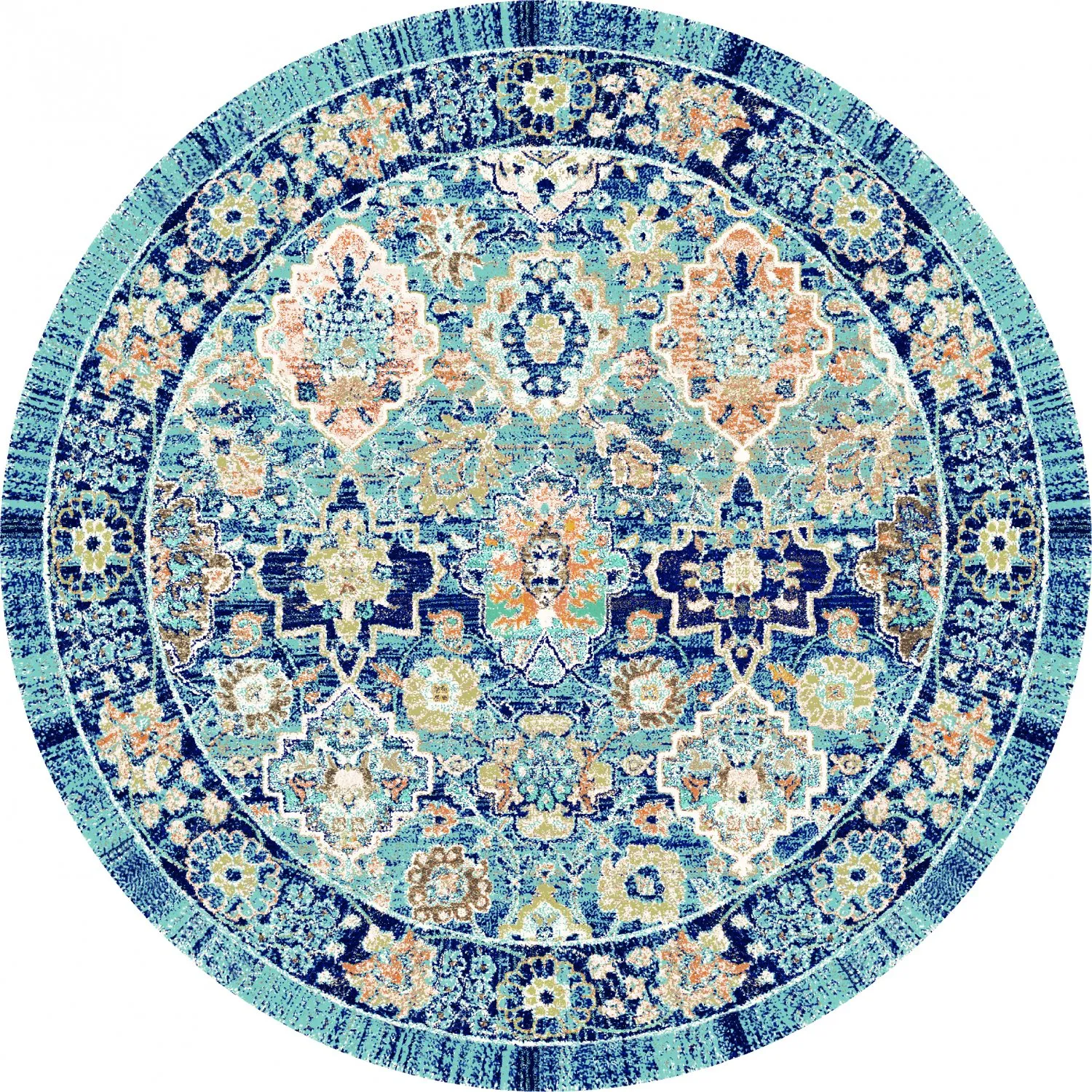 Rond vloerkleed - Fernana (blauw/multi)