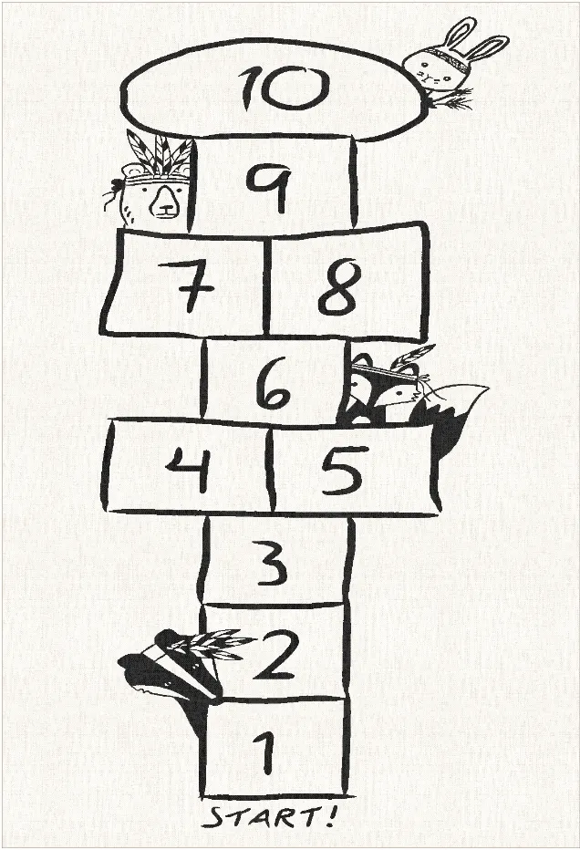Kindervloerkleed - Hopscotch Animals (wit)