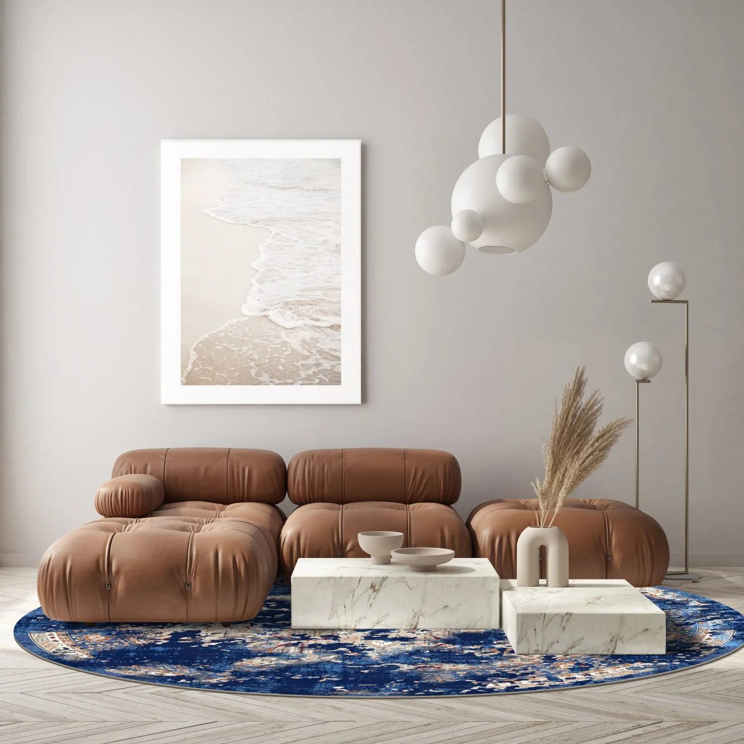 Rond vloerkleed - Temima (blauw)