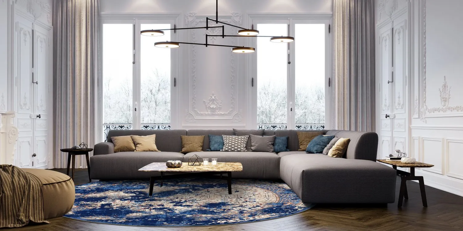 Rond vloerkleed - Temima (blauw)