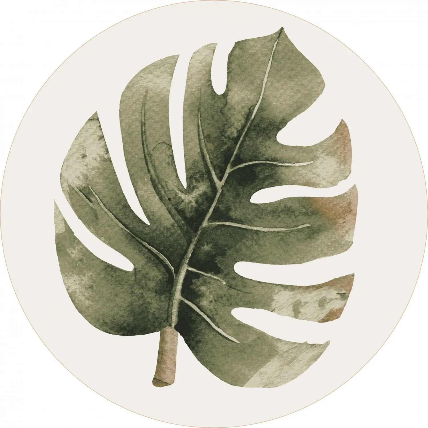 Rond vloerkleed - Falling Leaves (groen)