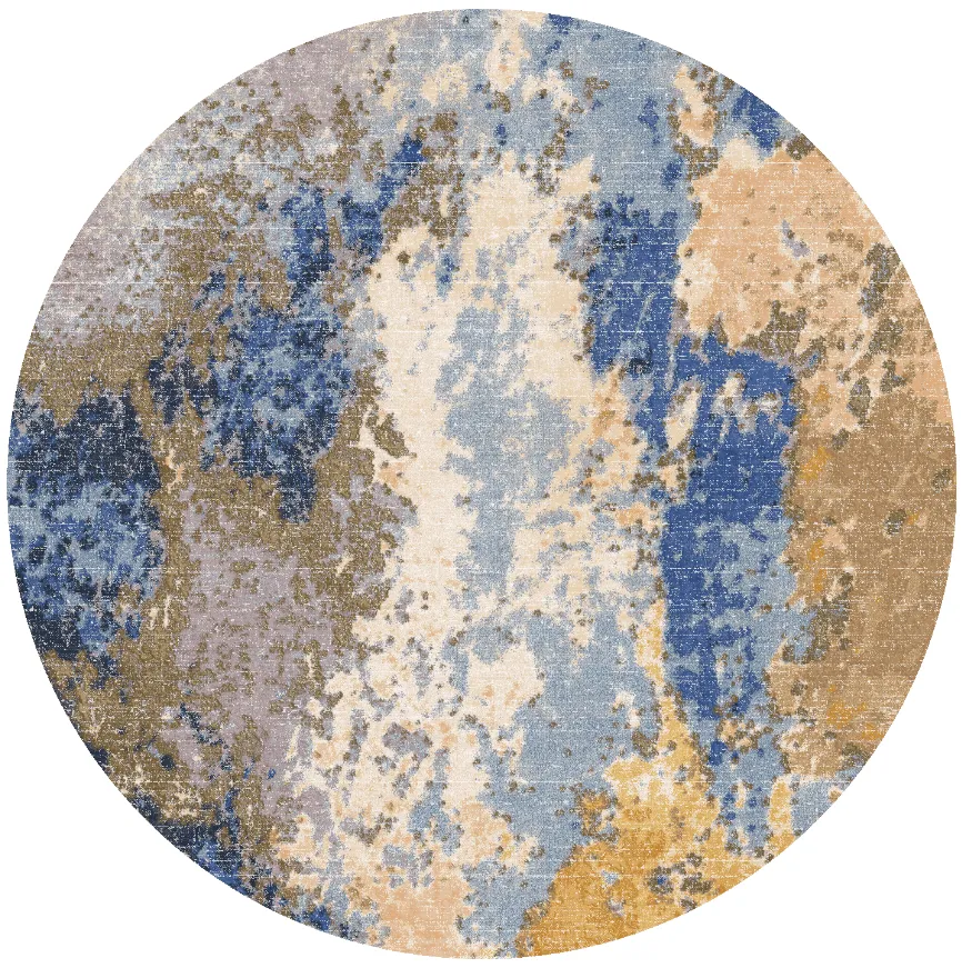 Rond vloerkleed - Travale (grijs/blauw/multi)