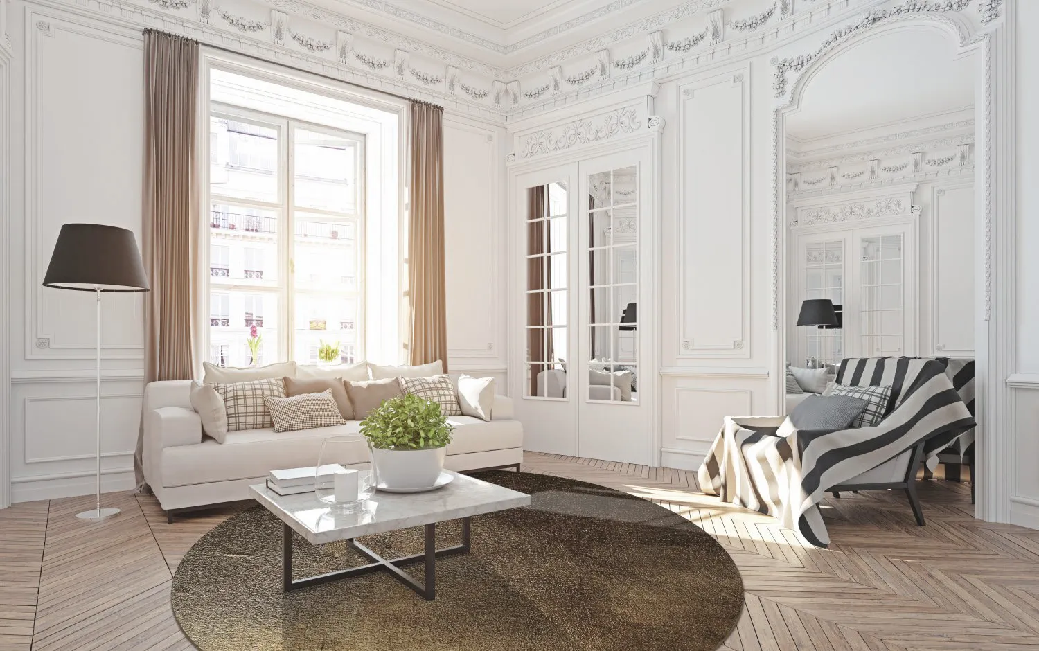 Rond vloerkleed - Oristano (bruin/goud)