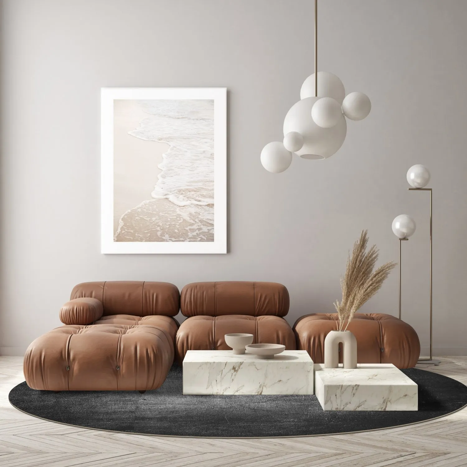 Rond vloerkleed - Serifos (donker grijs)