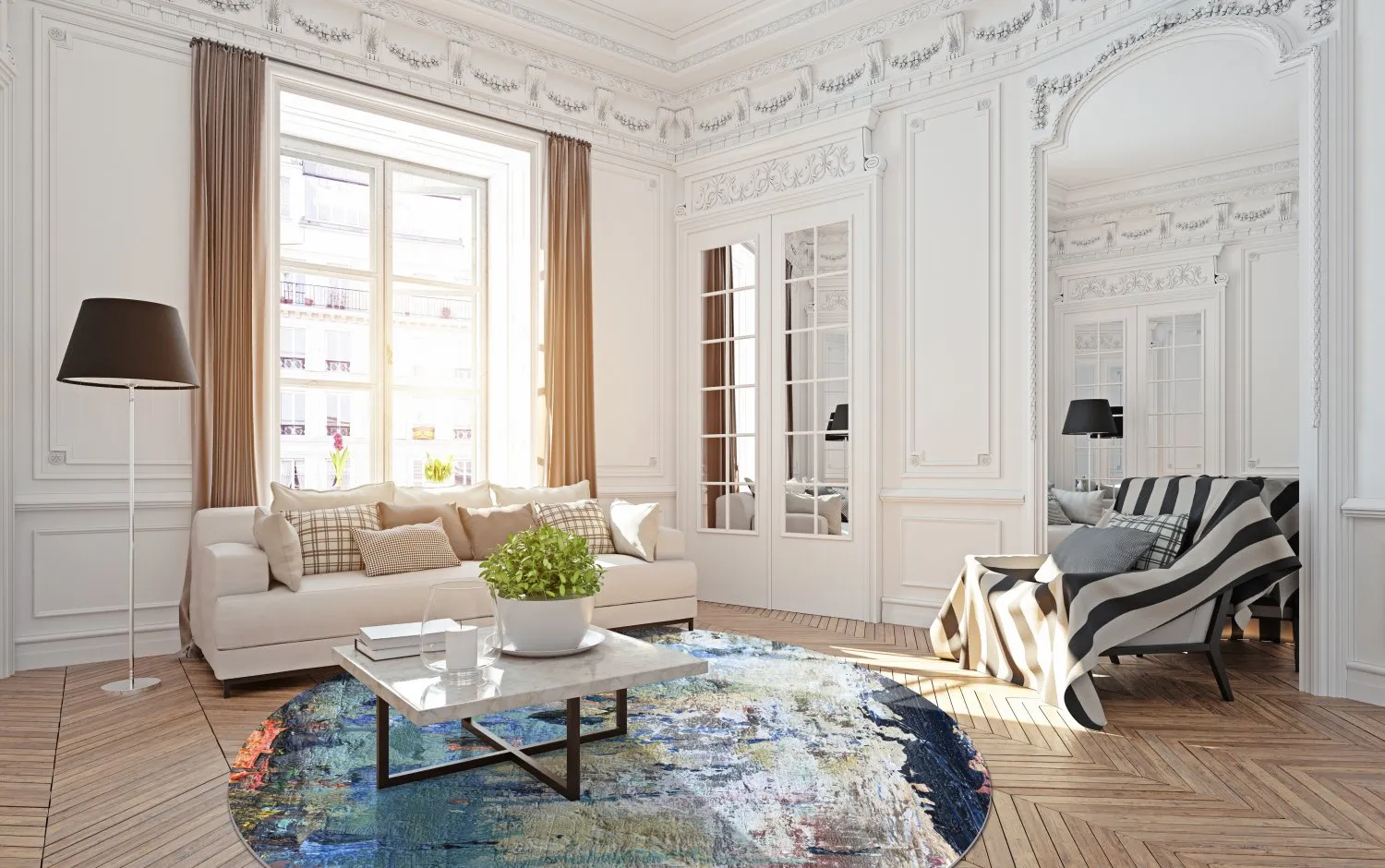 Rond vloerkleed - Tivat (blauw/multi)