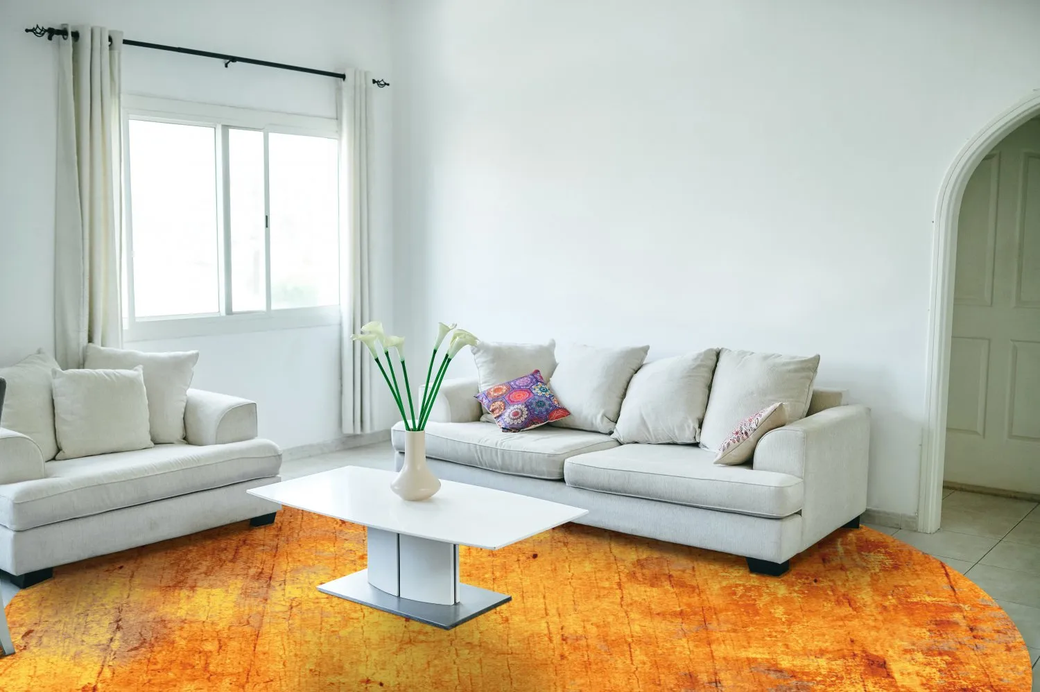 Rond vloerkleed - Cesano (oranje)