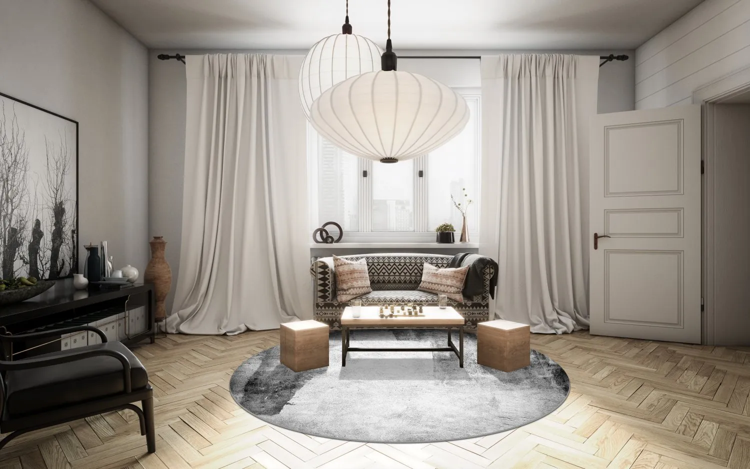 Rond vloerkleed - Esperia (grijs)