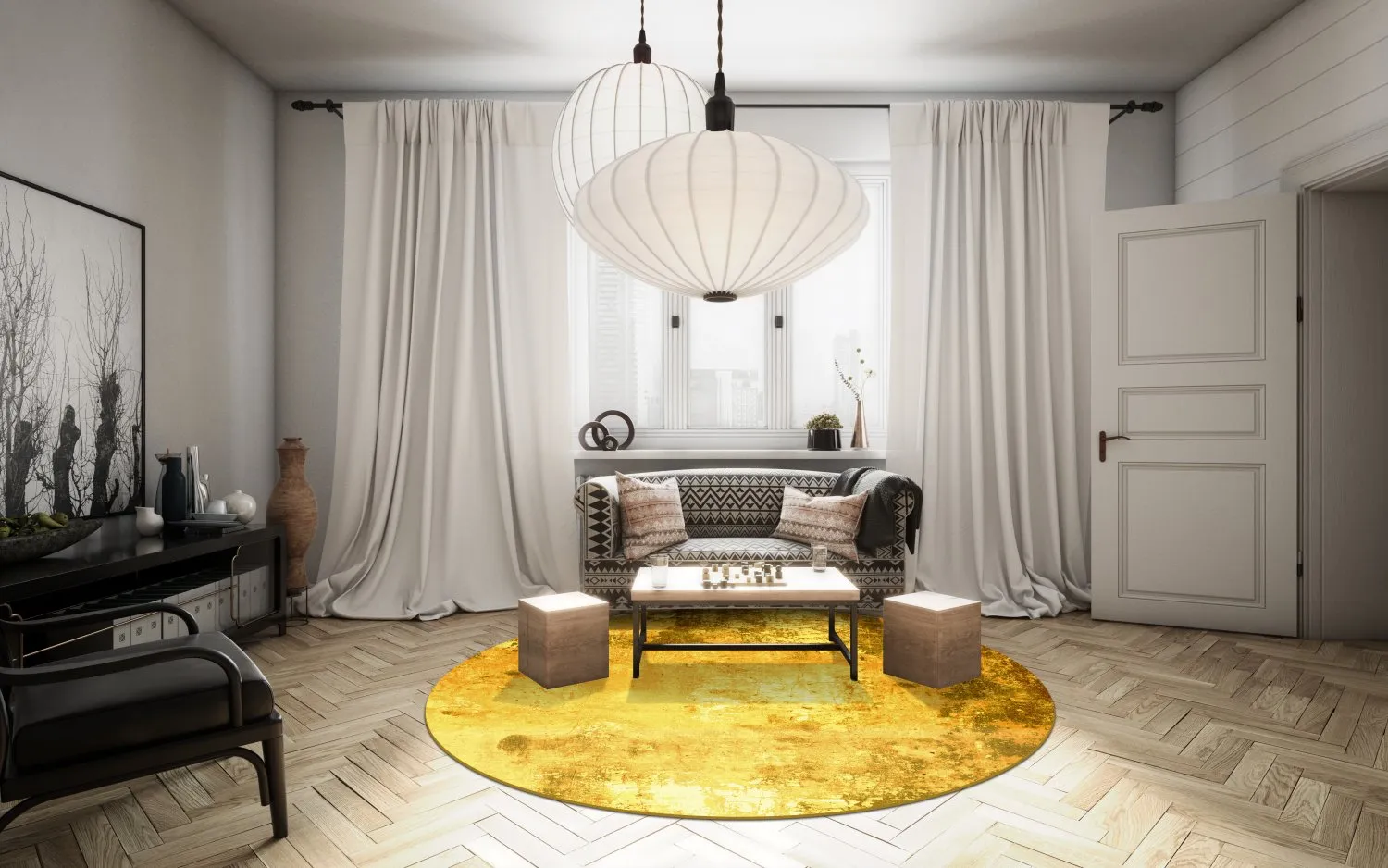 Rond vloerkleed - Salitto (goud)