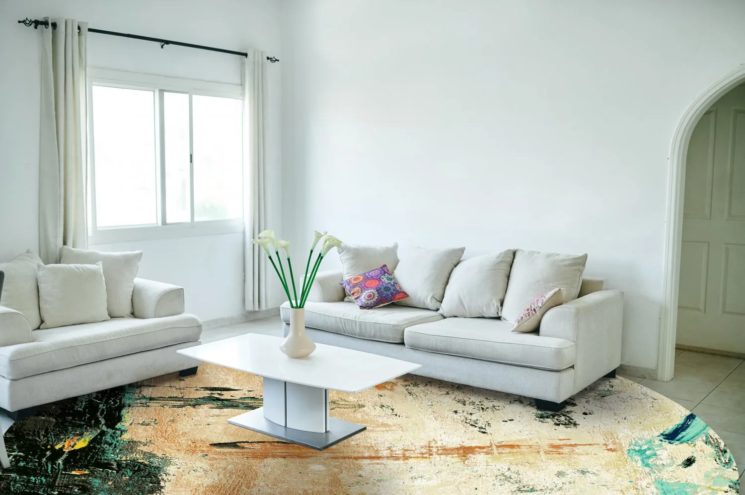 Rond vloerkleed - Tempes (beige/multi)