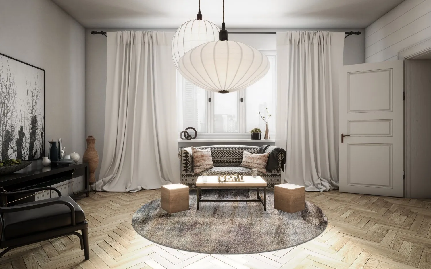 Rond vloerkleed - Polia (grijs/bruin)