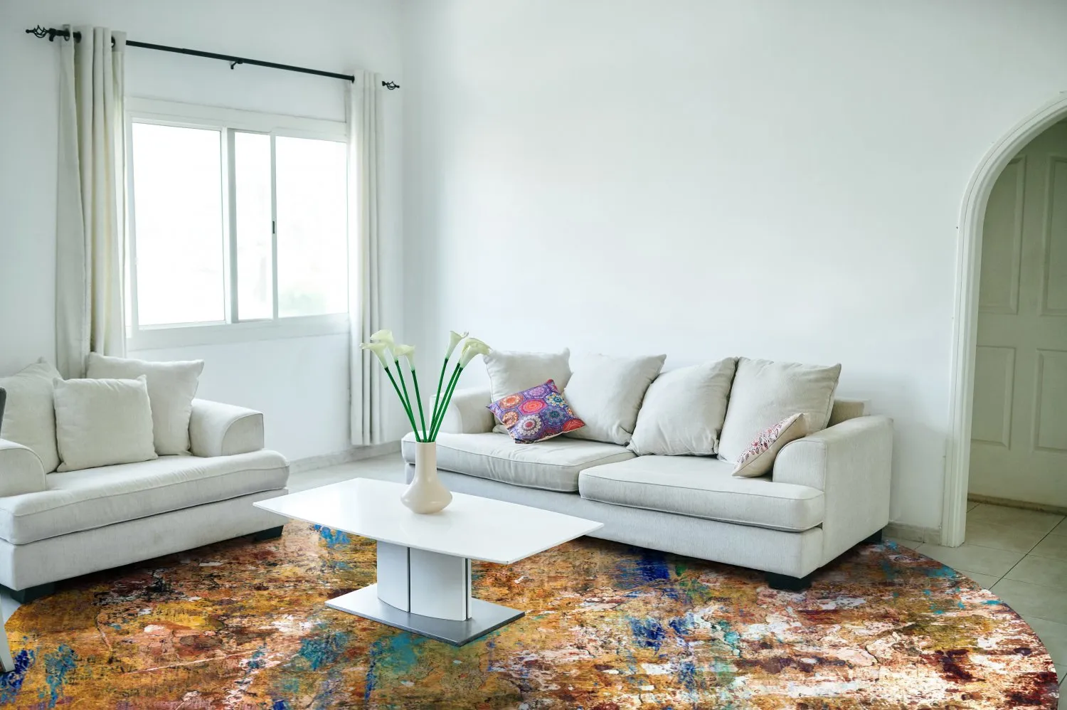 Rond vloerkleed - Trepito (bruin/blauw/multi)