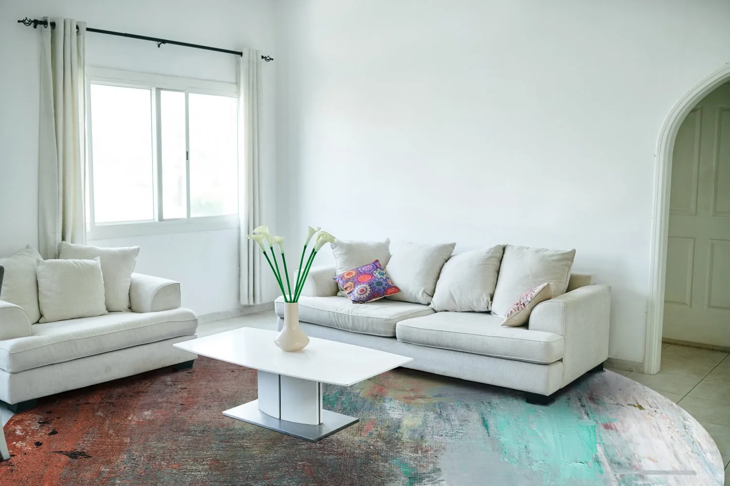 Rond vloerkleed - Andali (grijs/rood/multi)