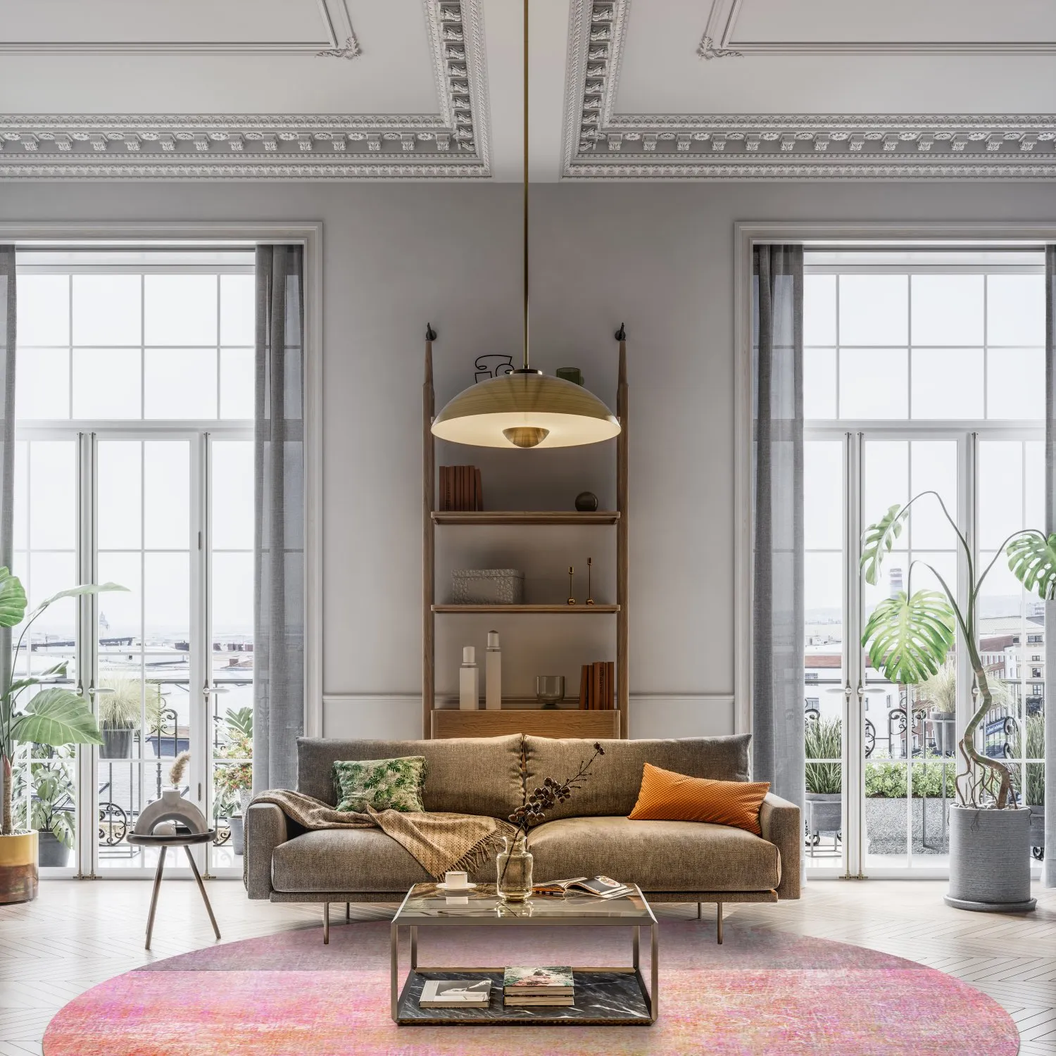 Rond vloerkleed - Cicoria (roze/paars)