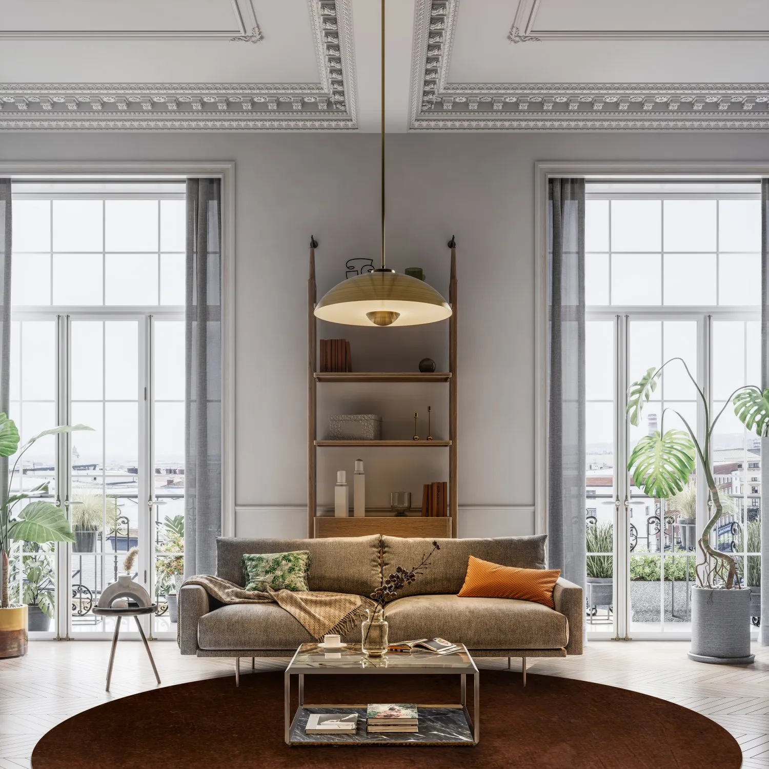 Rond vloerkleed - Bovera (bruin/rood)