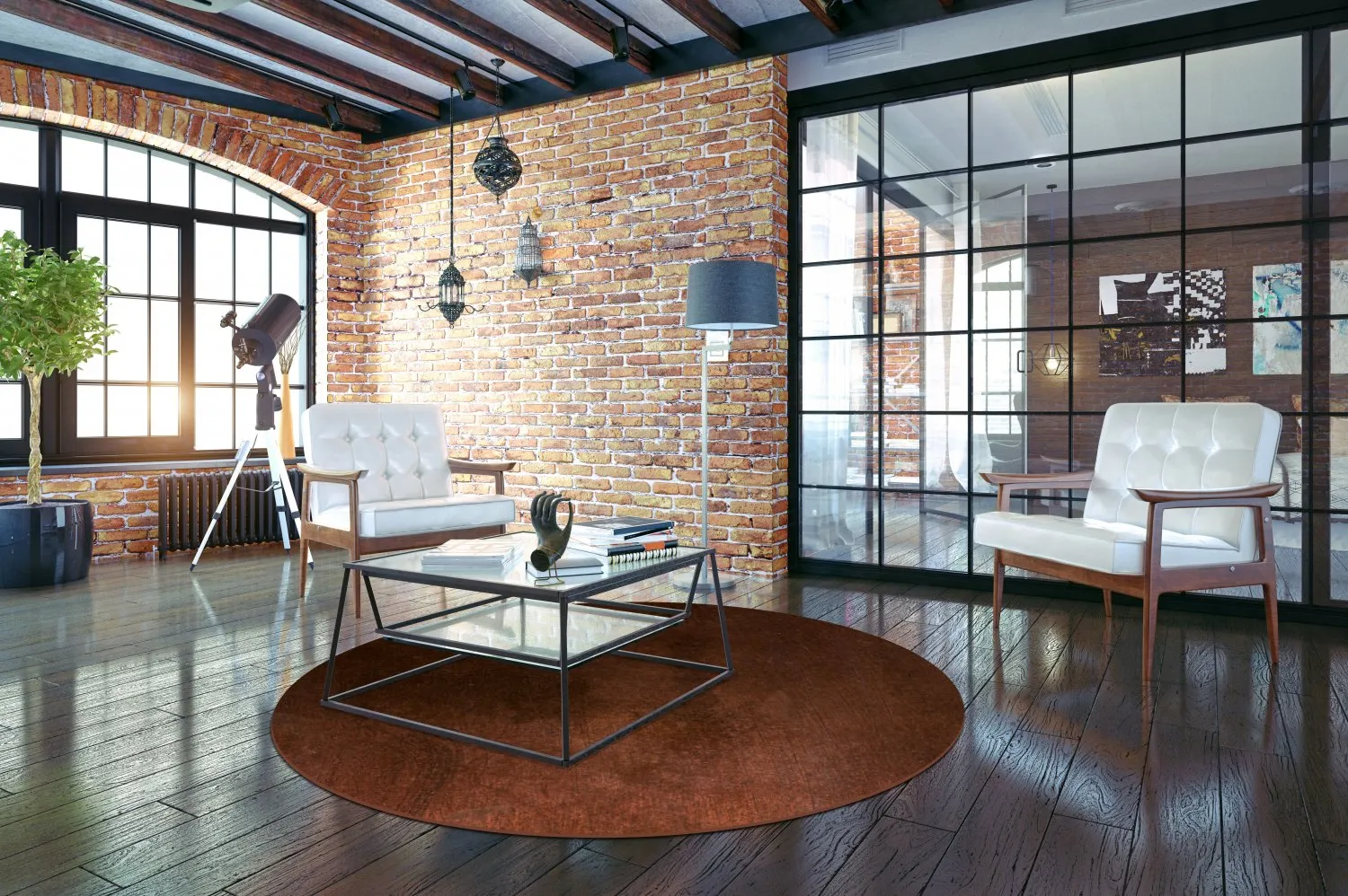 Rond vloerkleed - Bovera (bruin/rood)