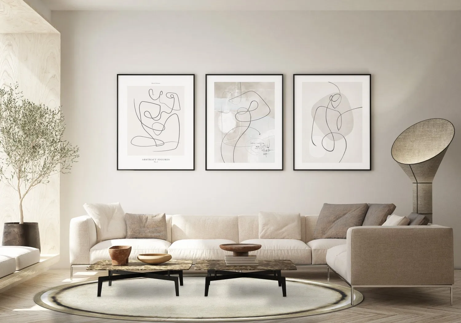 Rond vloerkleed - Arriate (beige/grijs)