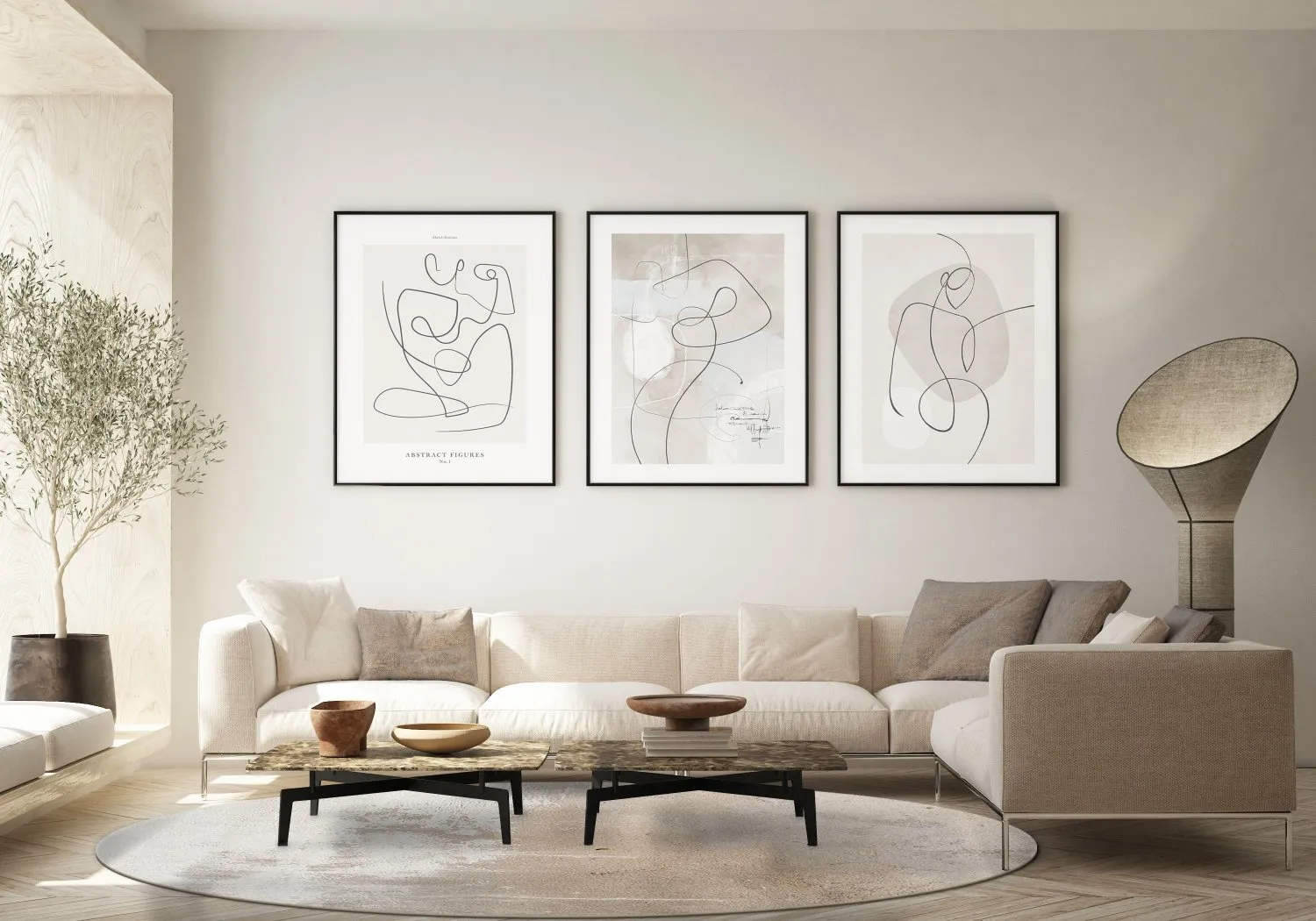 Rond vloerkleed - Bornos (grijs/beige)