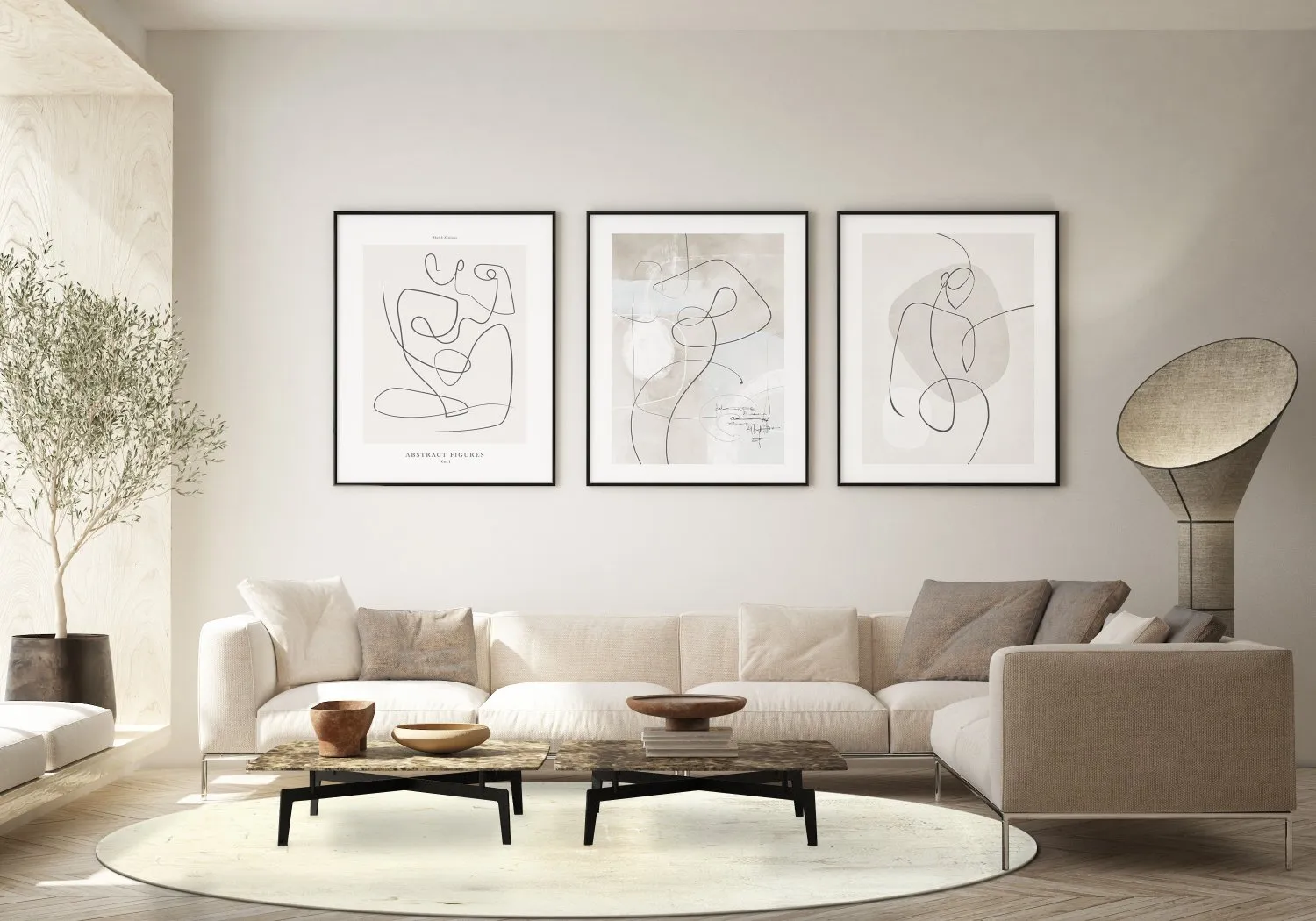 Rond vloerkleed - Osuna (grijs/beige)