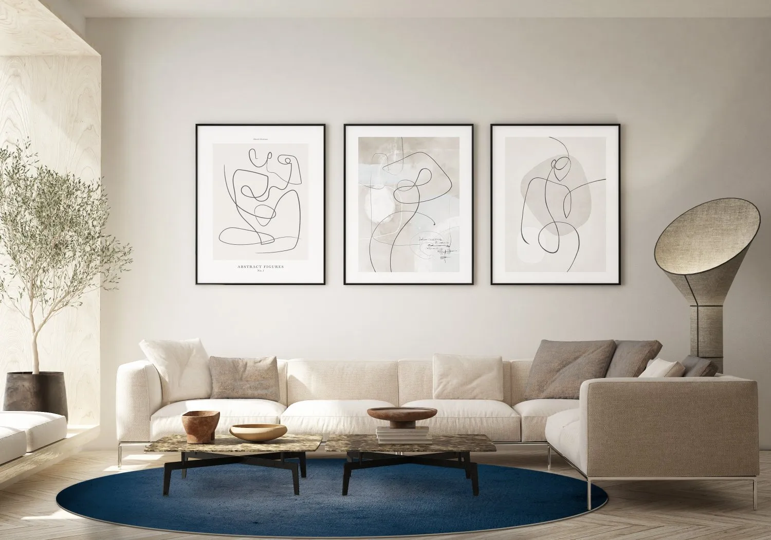 Rond vloerkleed - Novelia (blauw)