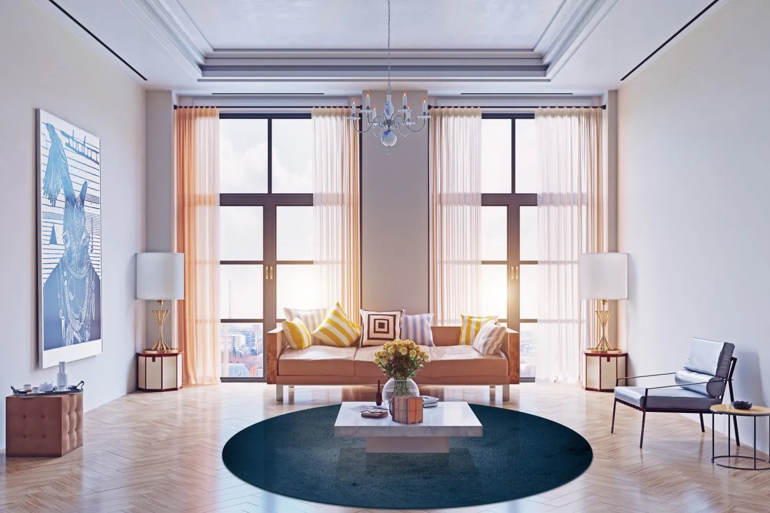 Rond vloerkleed - Novelia (blauw)