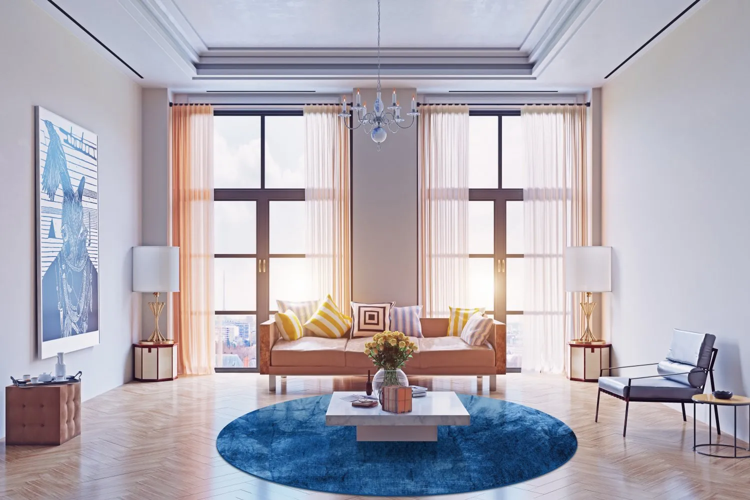 Rond vloerkleed - Cargese (blauw)