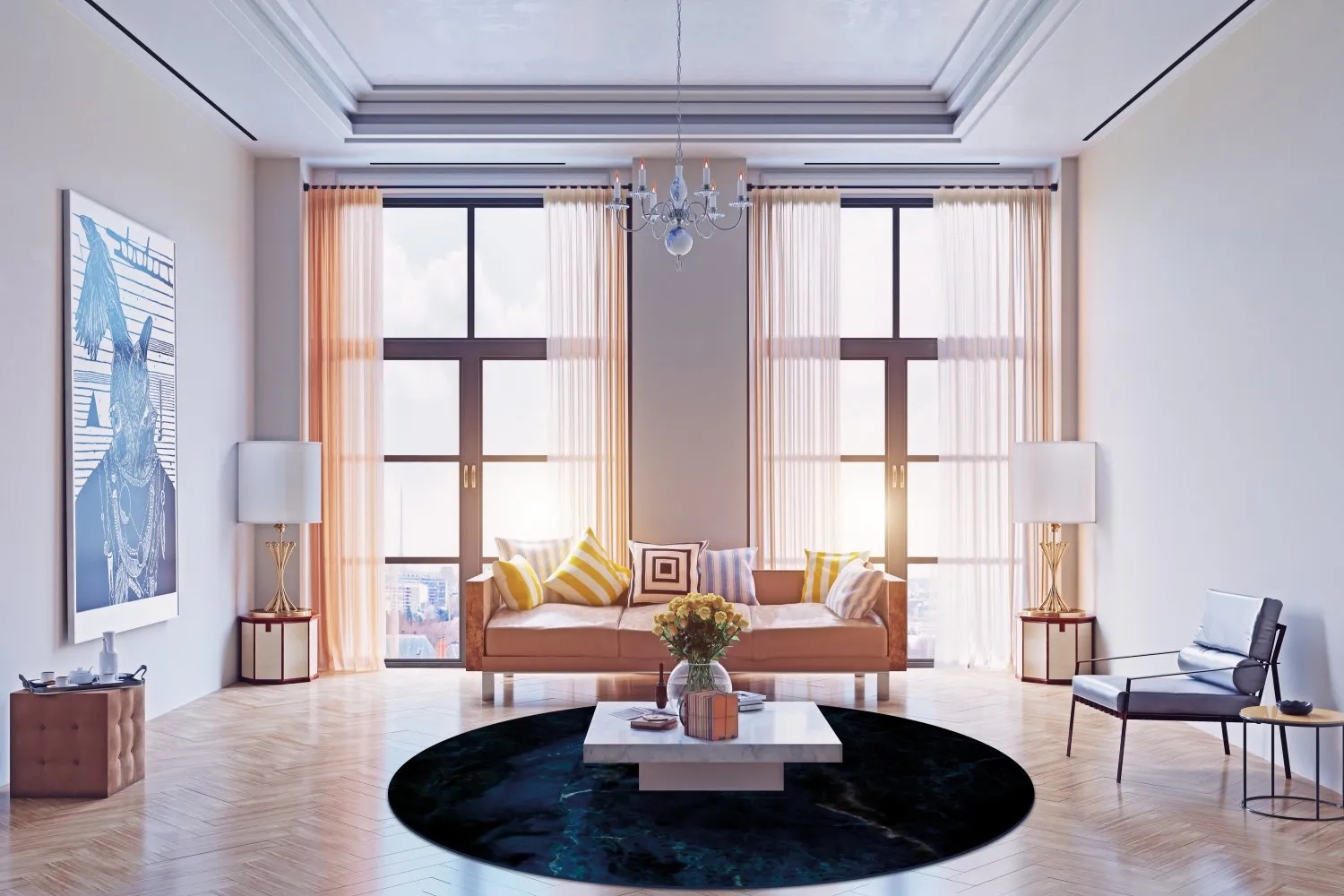 Rond vloerkleed - Zuani (donkerblauw)