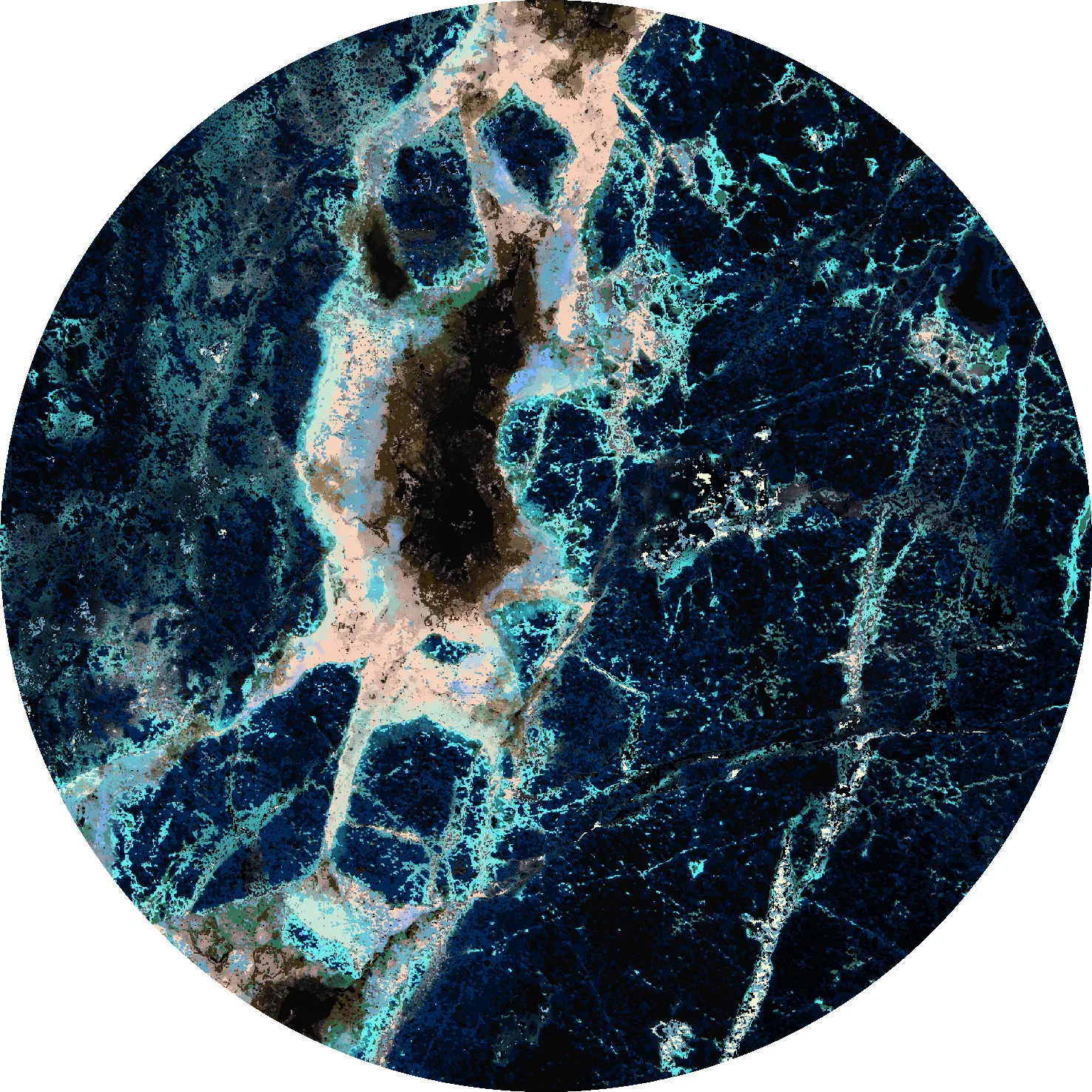 Rond vloerkleed - Narbolia (blauw/multi)