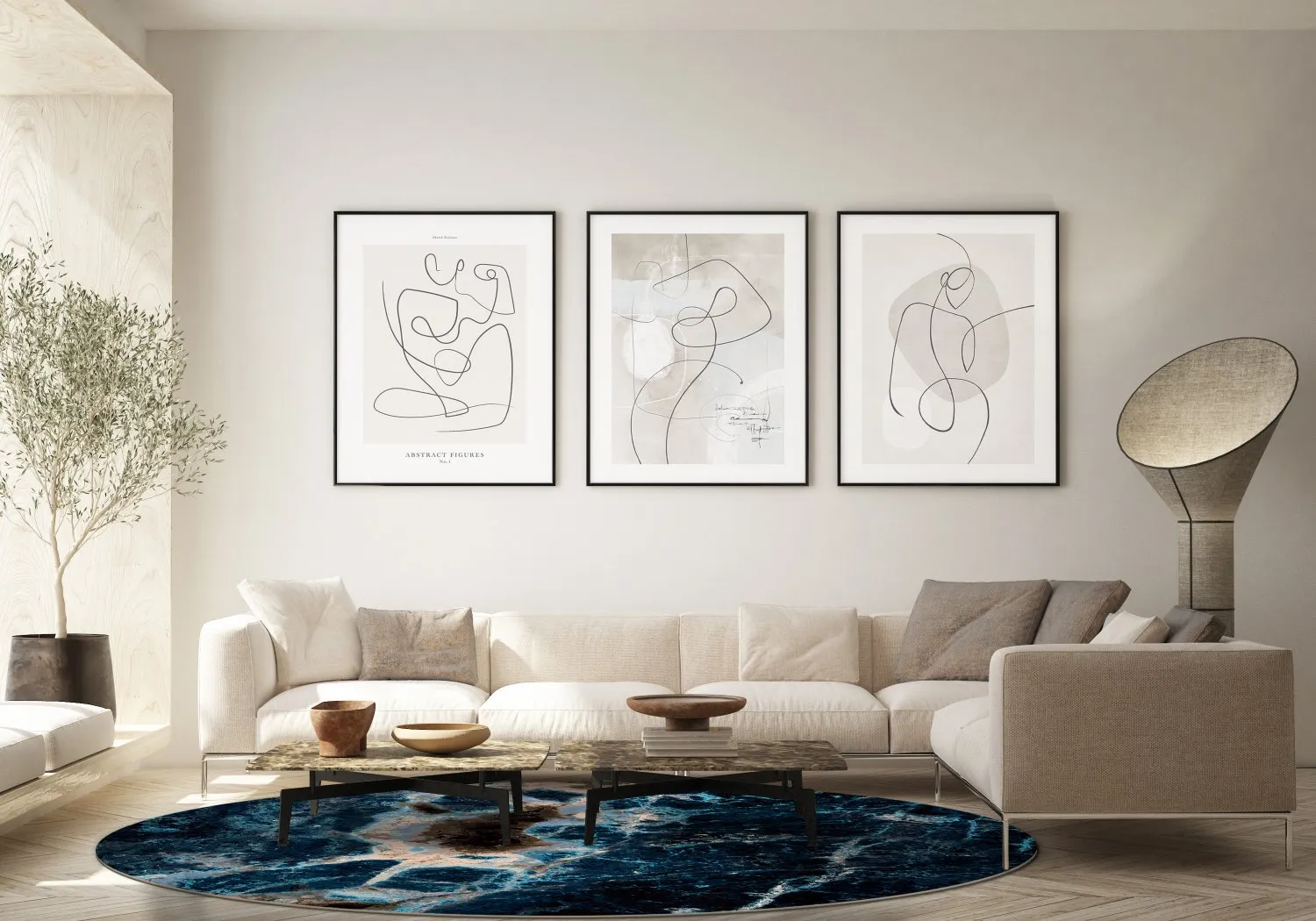 Rond vloerkleed - Narbolia (blauw/multi)