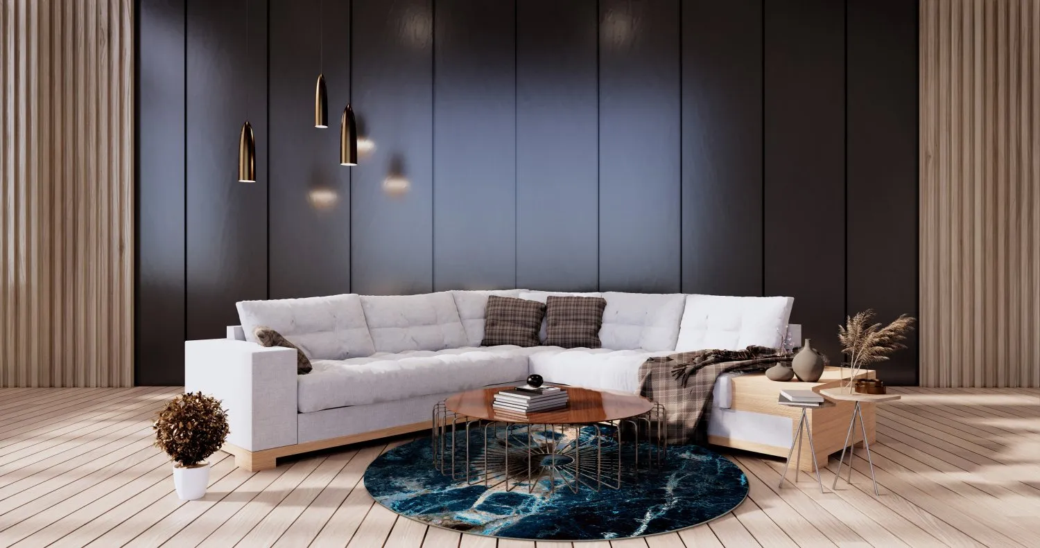 Rond vloerkleed - Narbolia (blauw/multi)