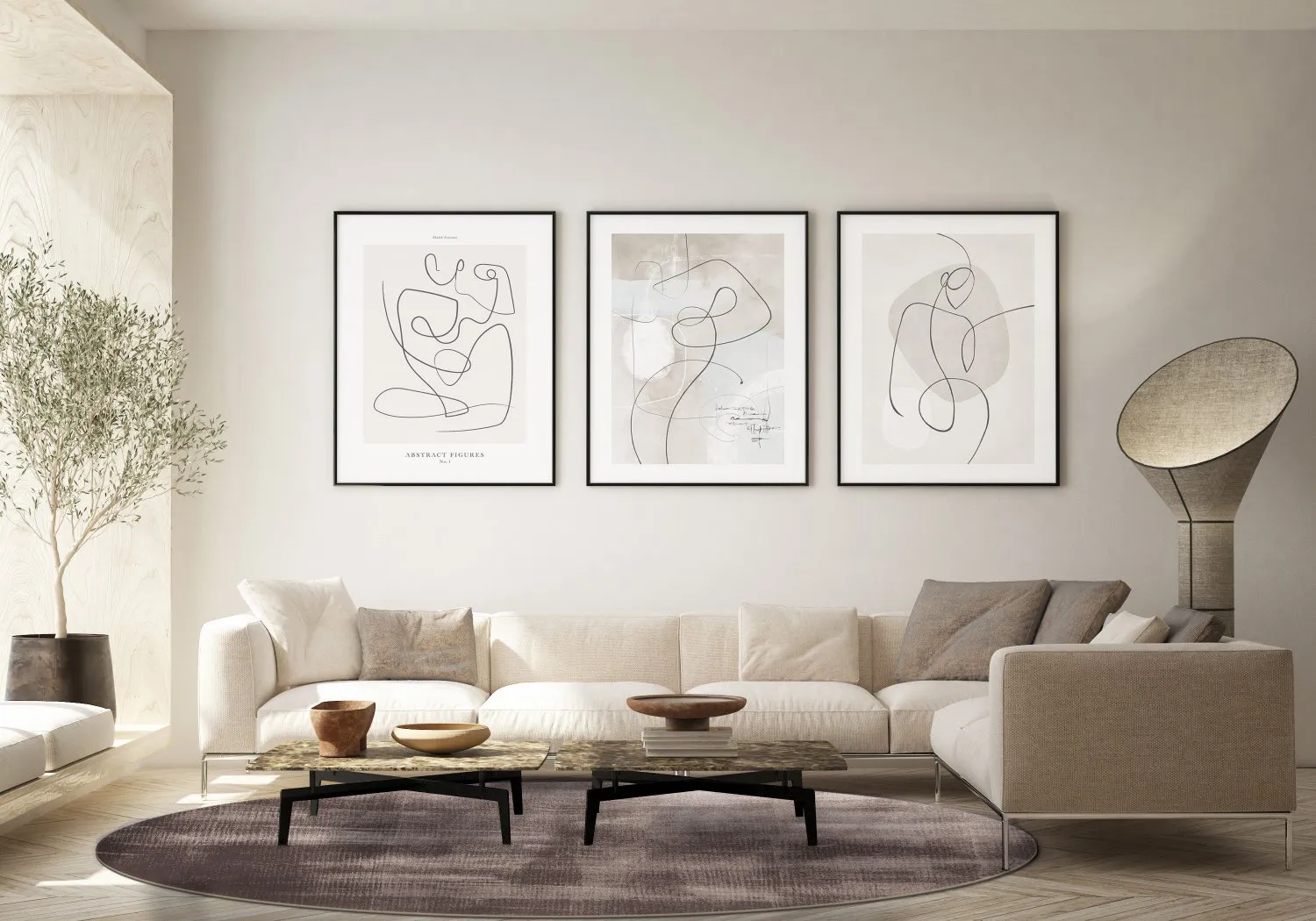 Rond vloerkleed - Olmedo (grijs/beige)