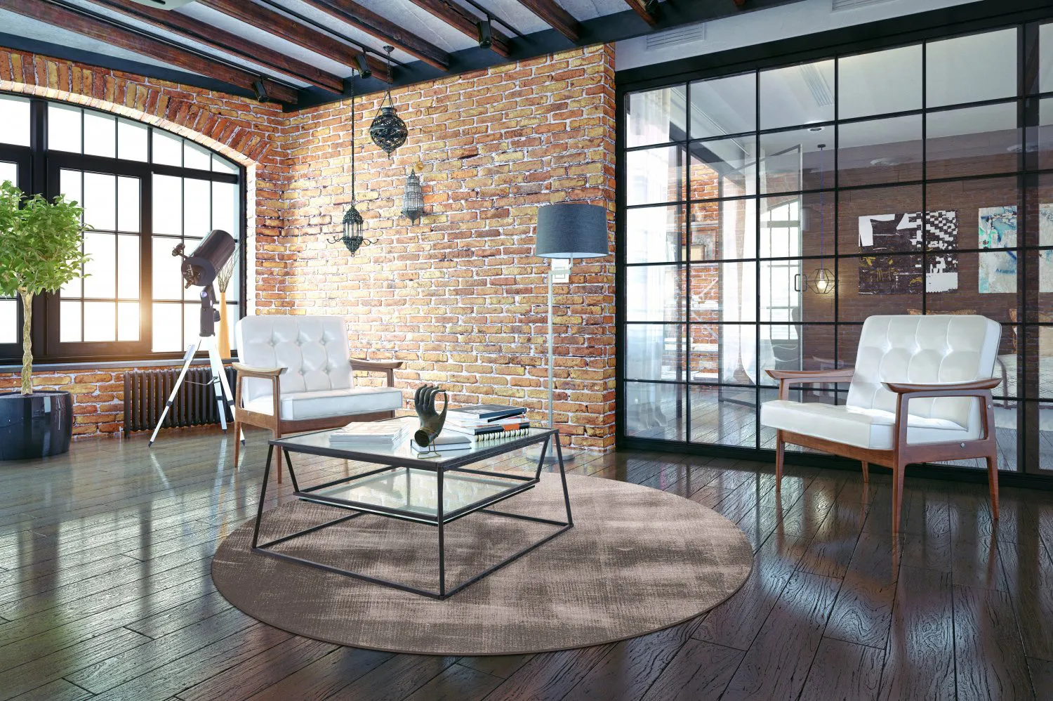 Rond vloerkleed - Olmedo (grijs/beige)