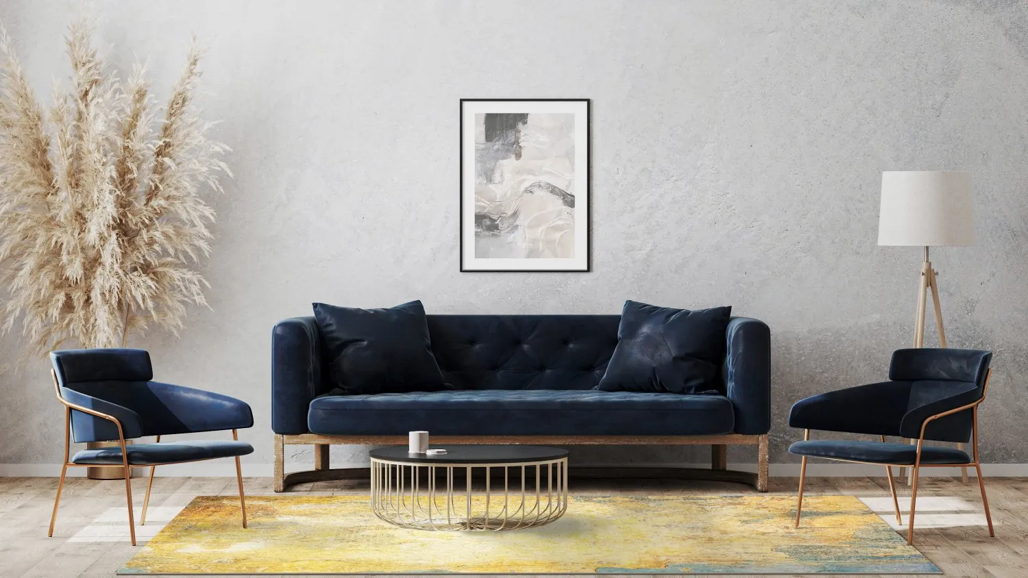 Wilton - Palau (goud/beige/blauw)