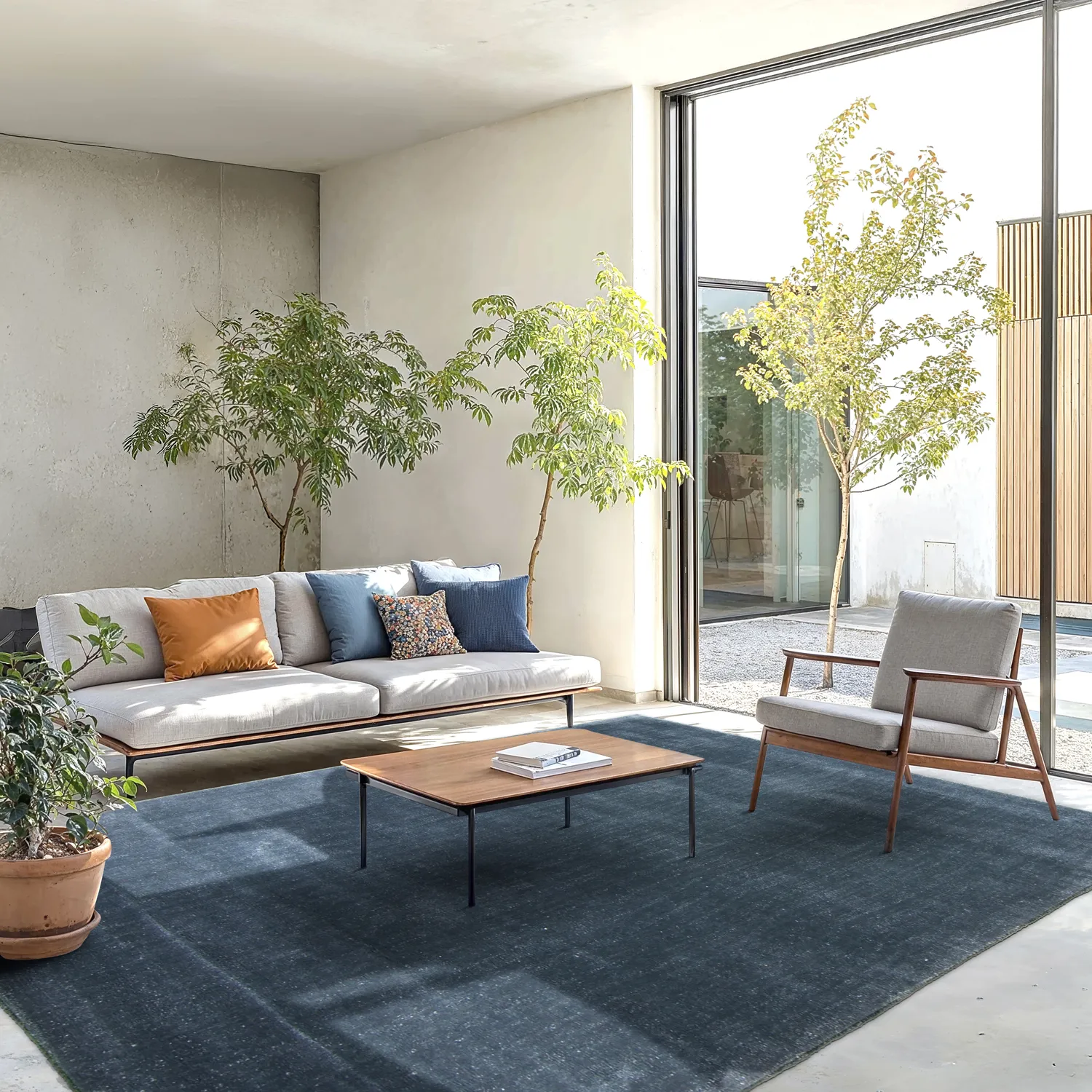 Recycled PET with viscose look (blauw)