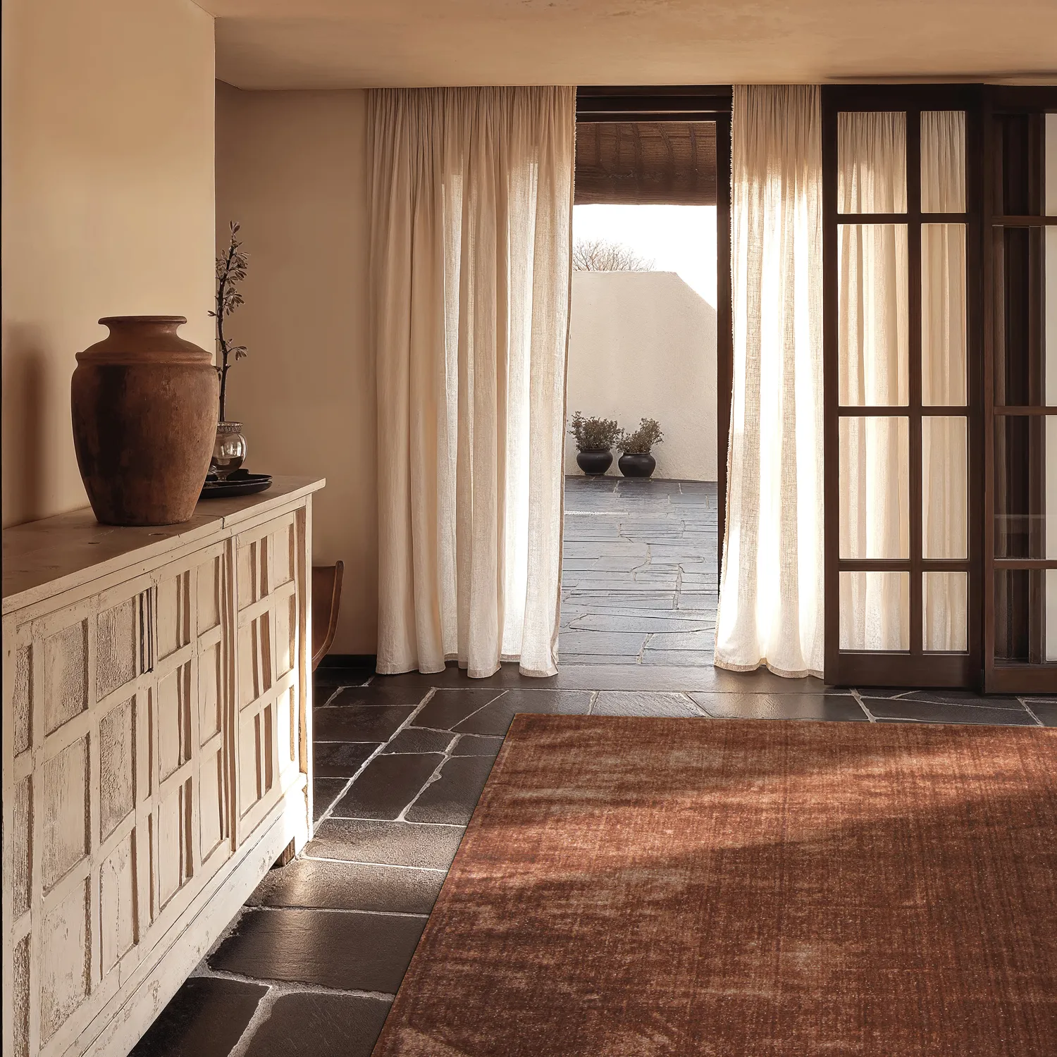 Recycled PET with viscose look (bruin)