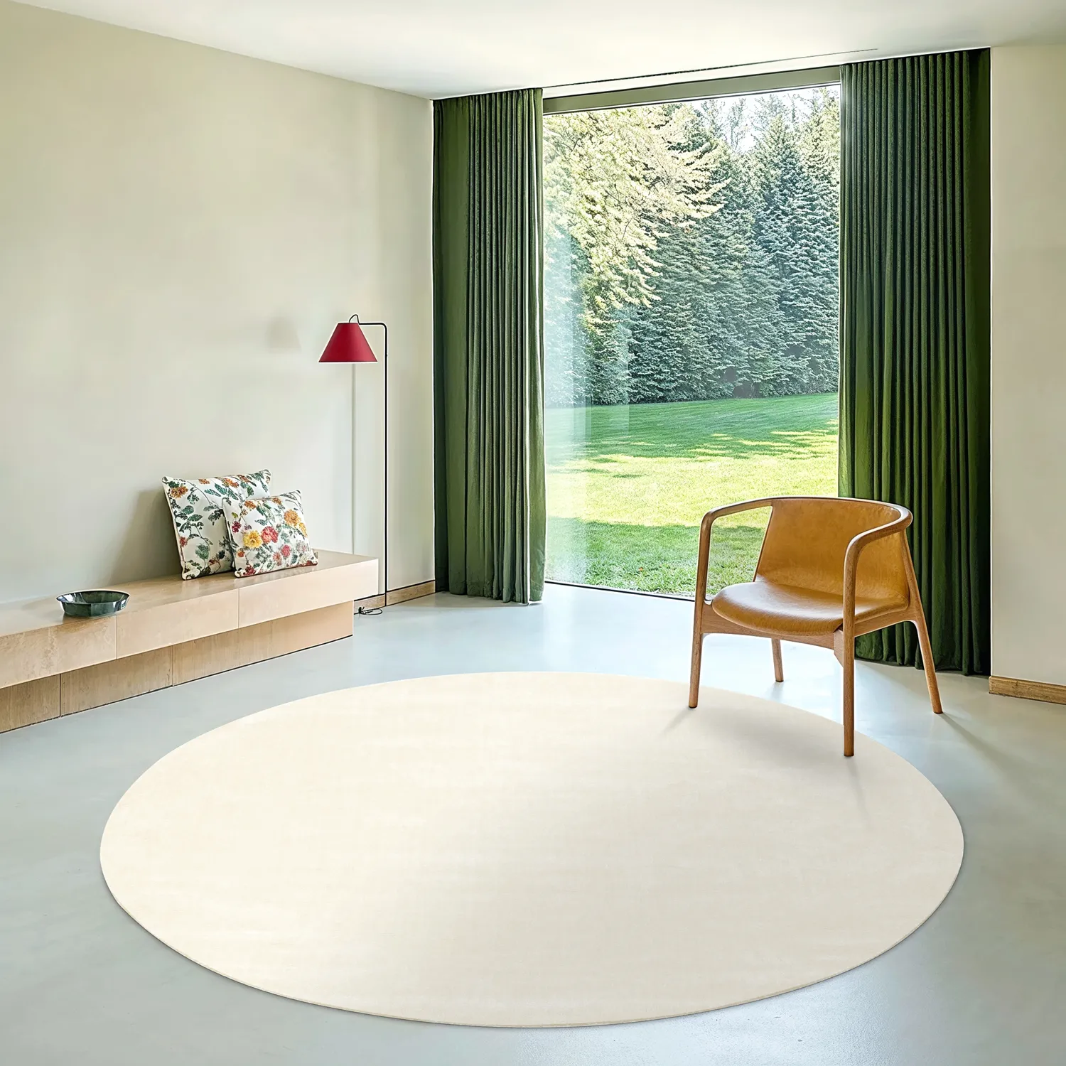 Rond vloerkleed - Recycled PET with viscose look (offwhite)