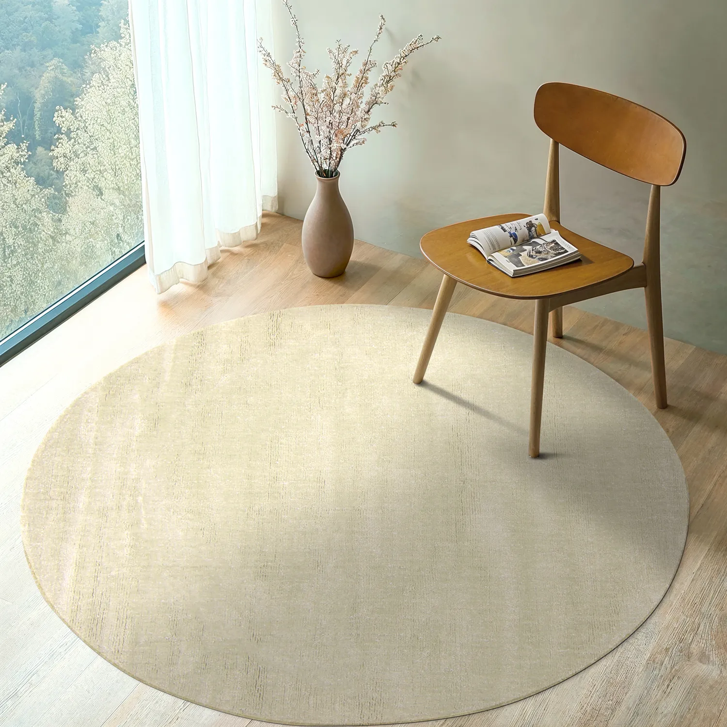 Rond vloerkleed - Recycled PET with viscose look (mint)