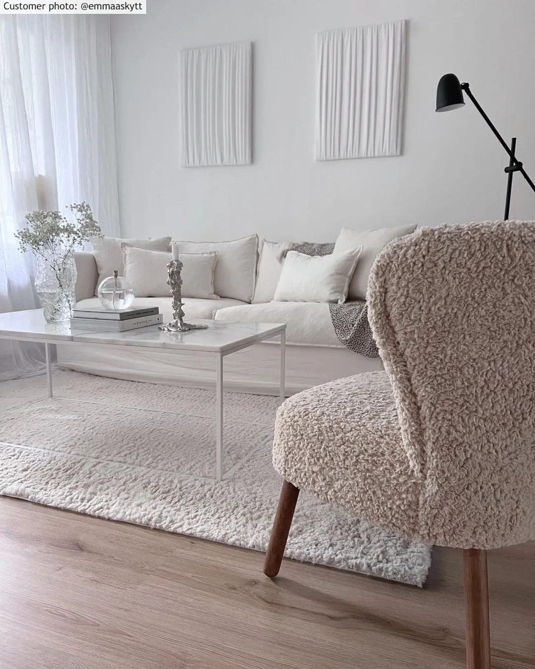 Hoogpolig vloerkleed - Kanvas (beige)