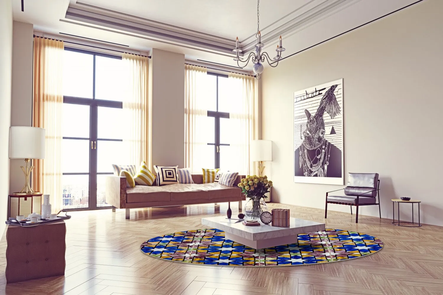 Rond vloerkleed - Rei (multi)