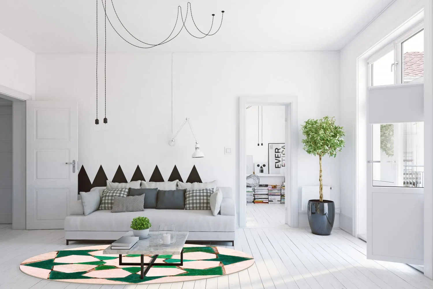 Rond vloerkleed - Chia (groen/beige)