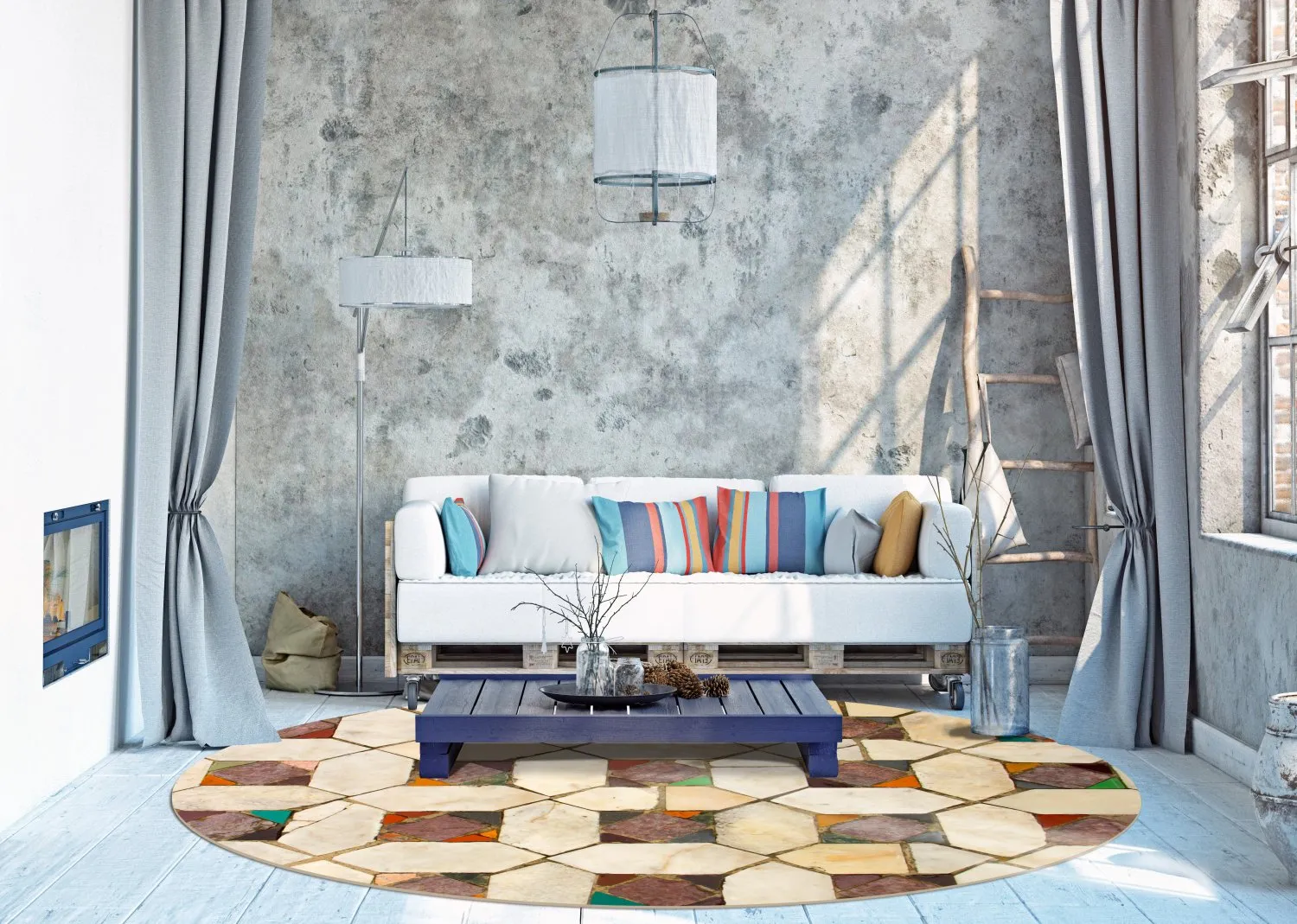 Rond vloerkleed - Evisa (multi)