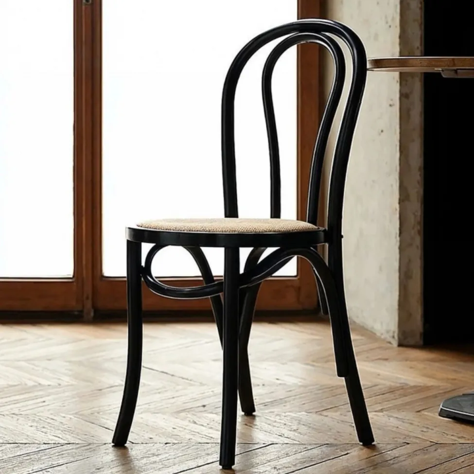 Stoel - Bistro (rotan/zwart) - 2 stuks