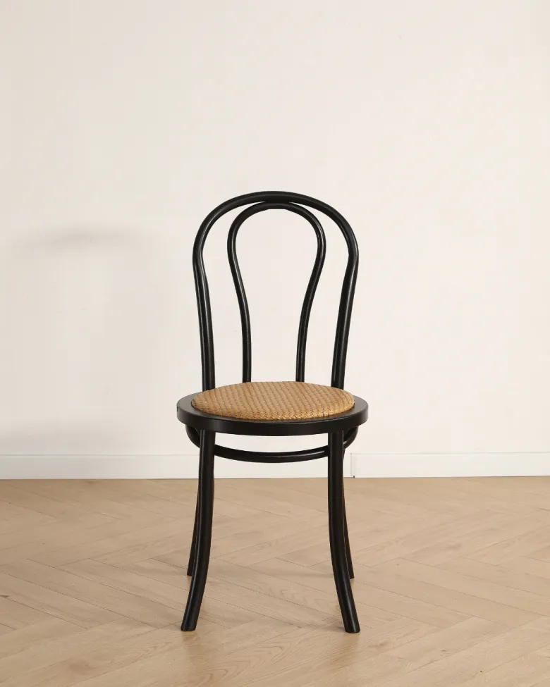 Stoel - Bistro (rotan/zwart) - 2 stuks