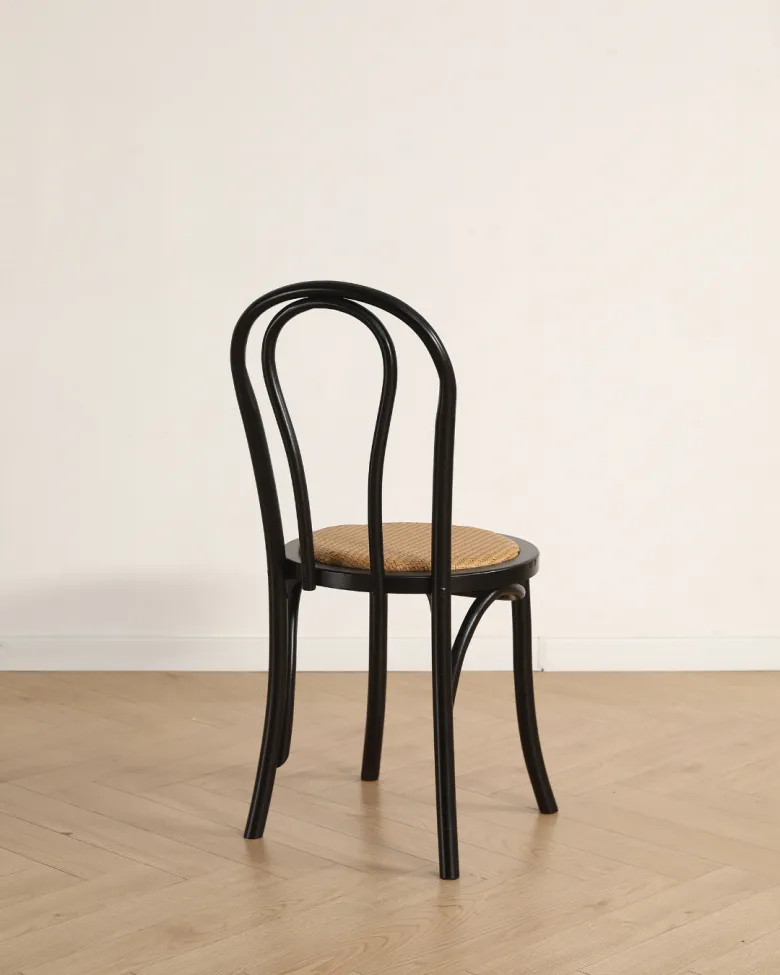 Stoel - Bistro (rotan/zwart) - 2 stuks