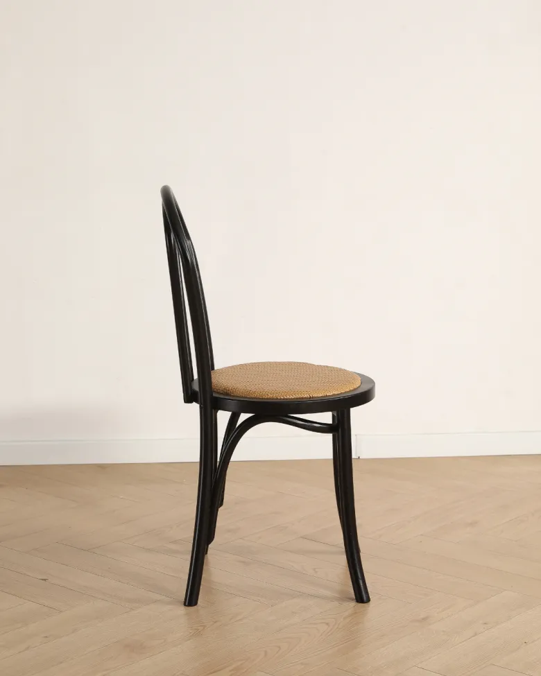 Stoel - Bistro (rotan/zwart) - 2 stuks