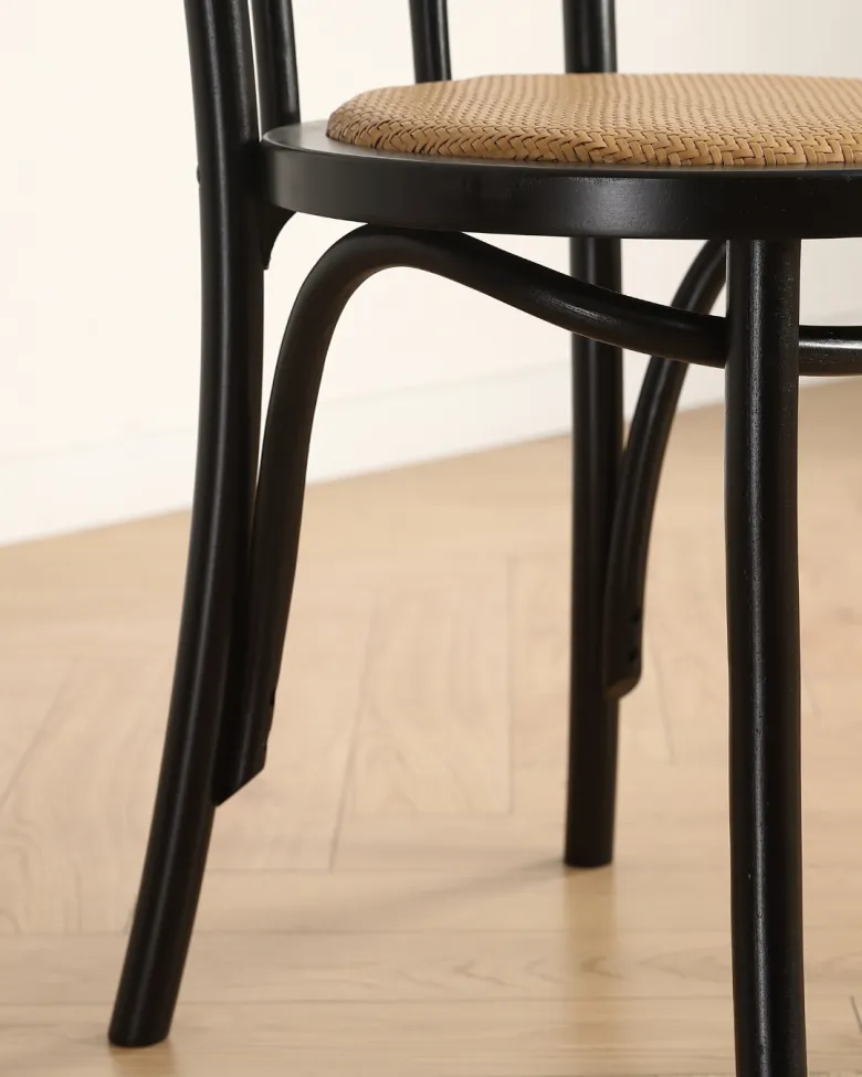 Stoel - Bistro (rotan/zwart) - 2 stuks